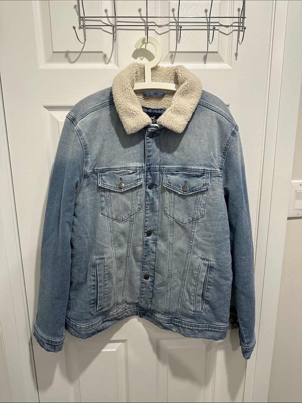 Hollister Light Blue Denim Sherpa Jacket